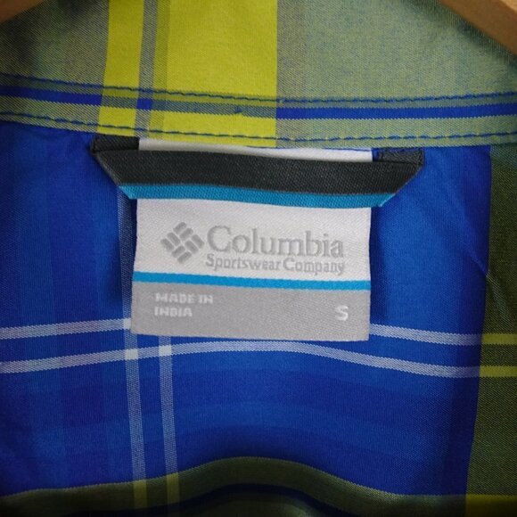 Columbia Short Sleeve Shirt Men's Size S Blue Plaid Button Front Eagle Ray - Picture 6 of 9